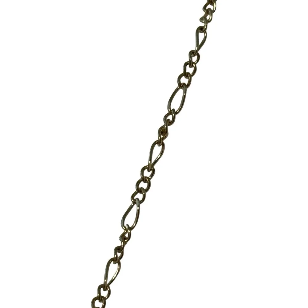 Faceted Bead Pendent Necklace Tassel Gold Tone Figaro Chain Blush Pink 30